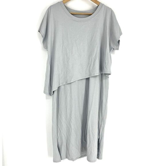 Soft Surroundings T Shirt Dress Size Large Petite Womens Gray Mykonos Layered - Picture 1 of 8